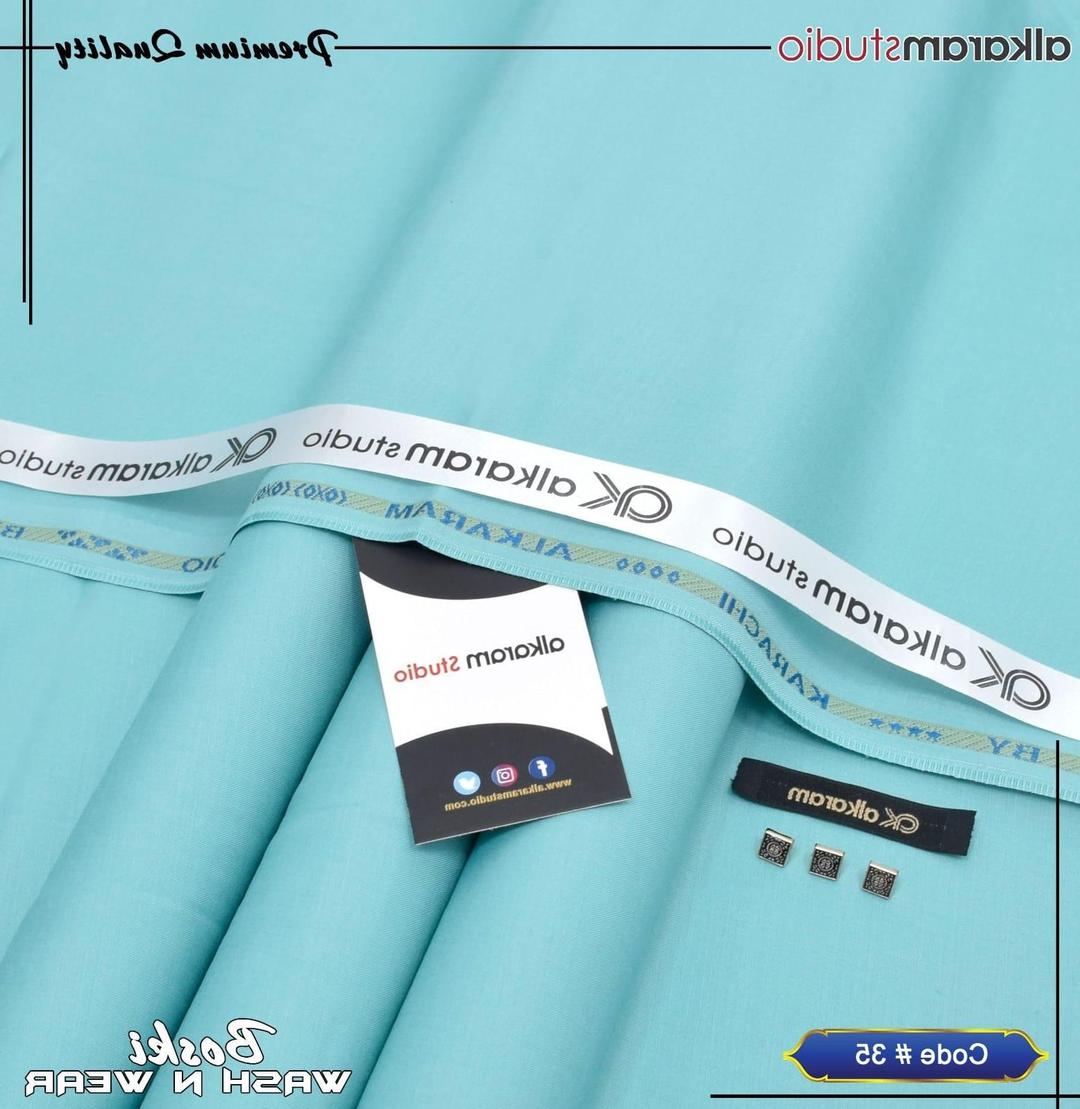 Men's Unstitched Boski Suit Turquoise Plain