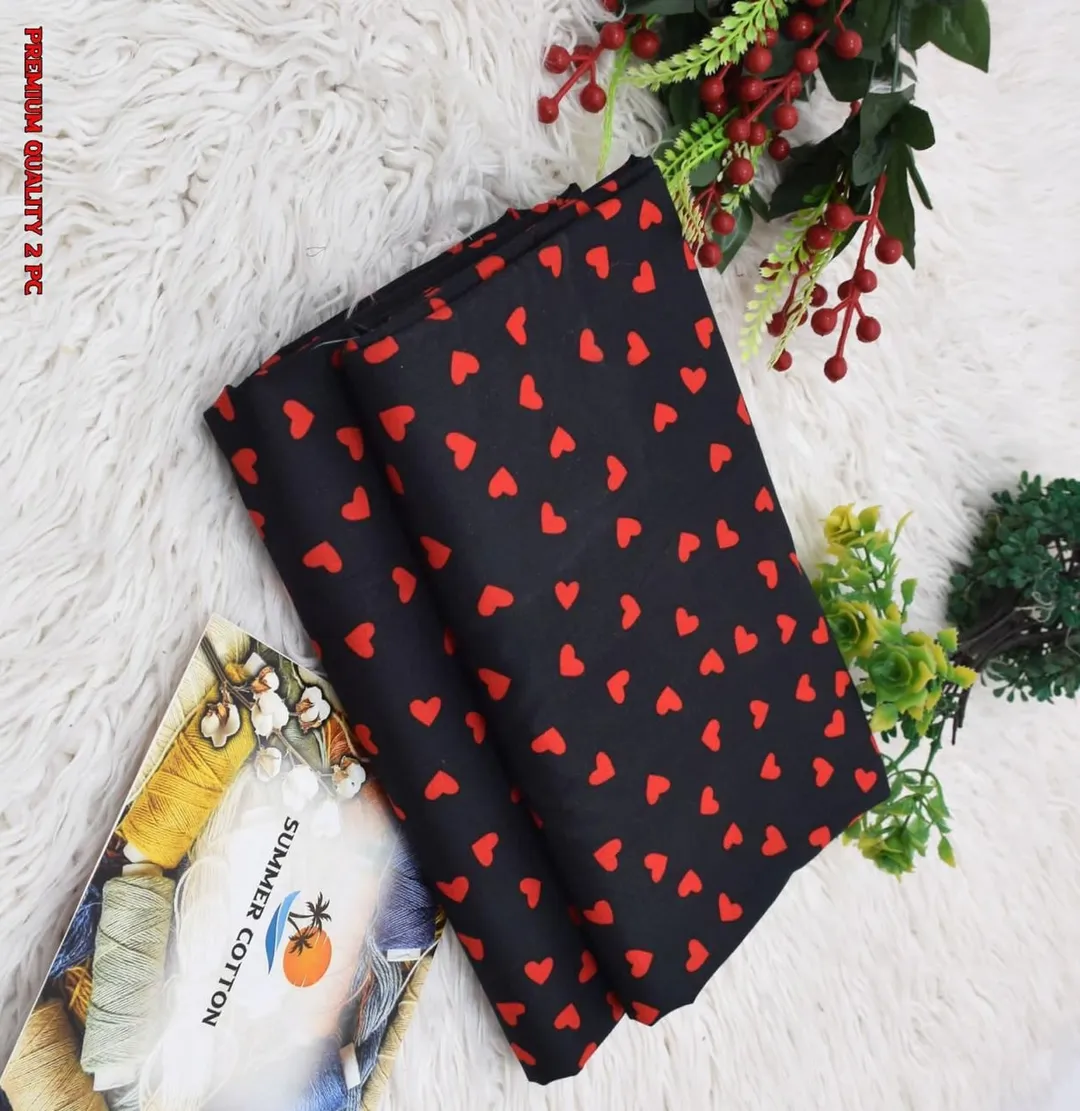 Black Printed 2Pc Polo Cotton Suit for Women