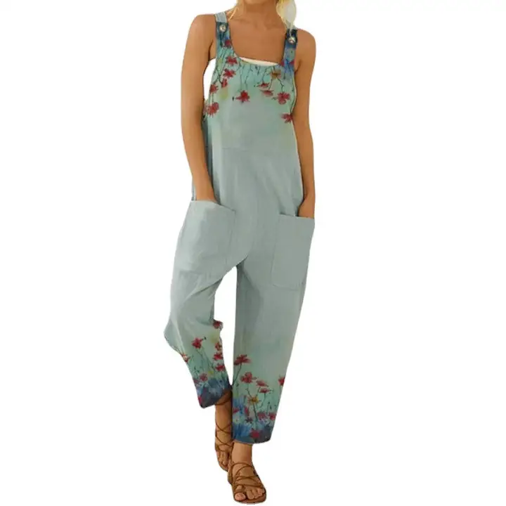 Women Bird Print Strap Jumpsuit Casual Trendy