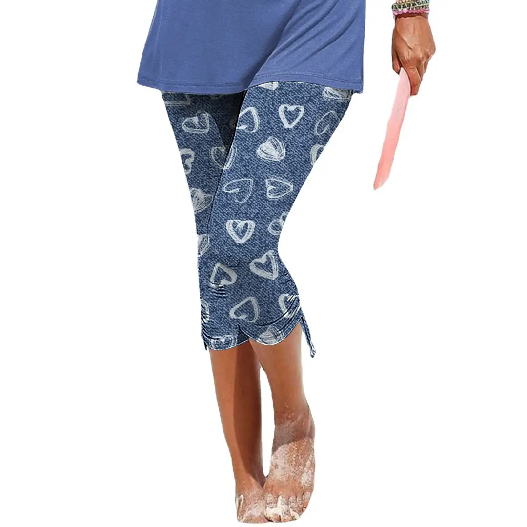 Women Slim Fit Printed Cropped Pants Black Floral Beach Wear