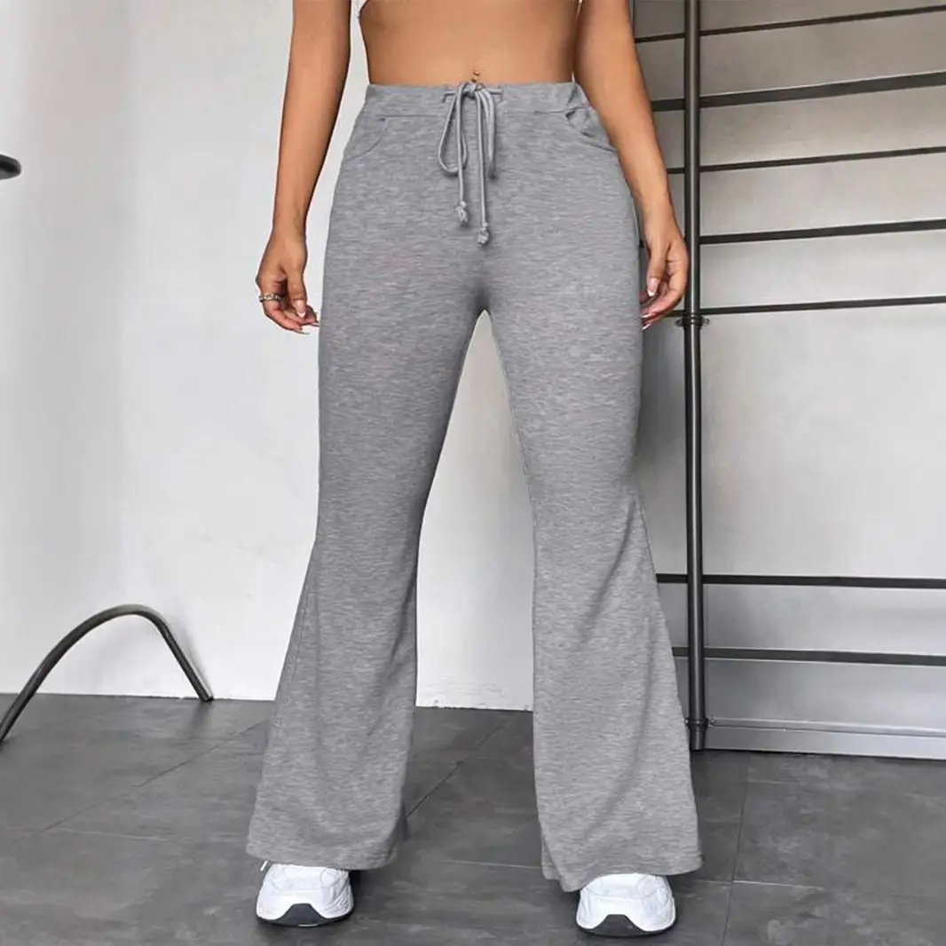 Women Flared Yoga Pants Gray Casual Sport Wear