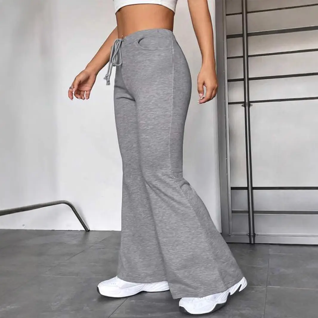 Women Flared Yoga Pants Gray Casual Sport Wear