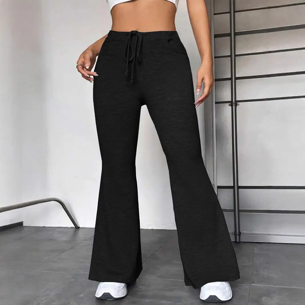 Women Flared Yoga Pants Gray Casual Sport Wear