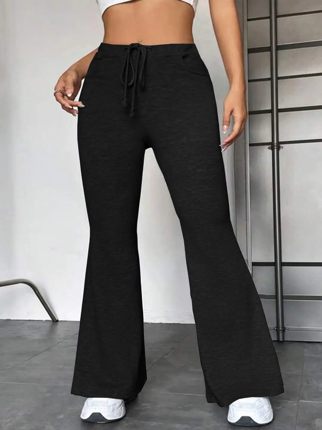 Women Bell Pants Grey Sporty Casual High Quality