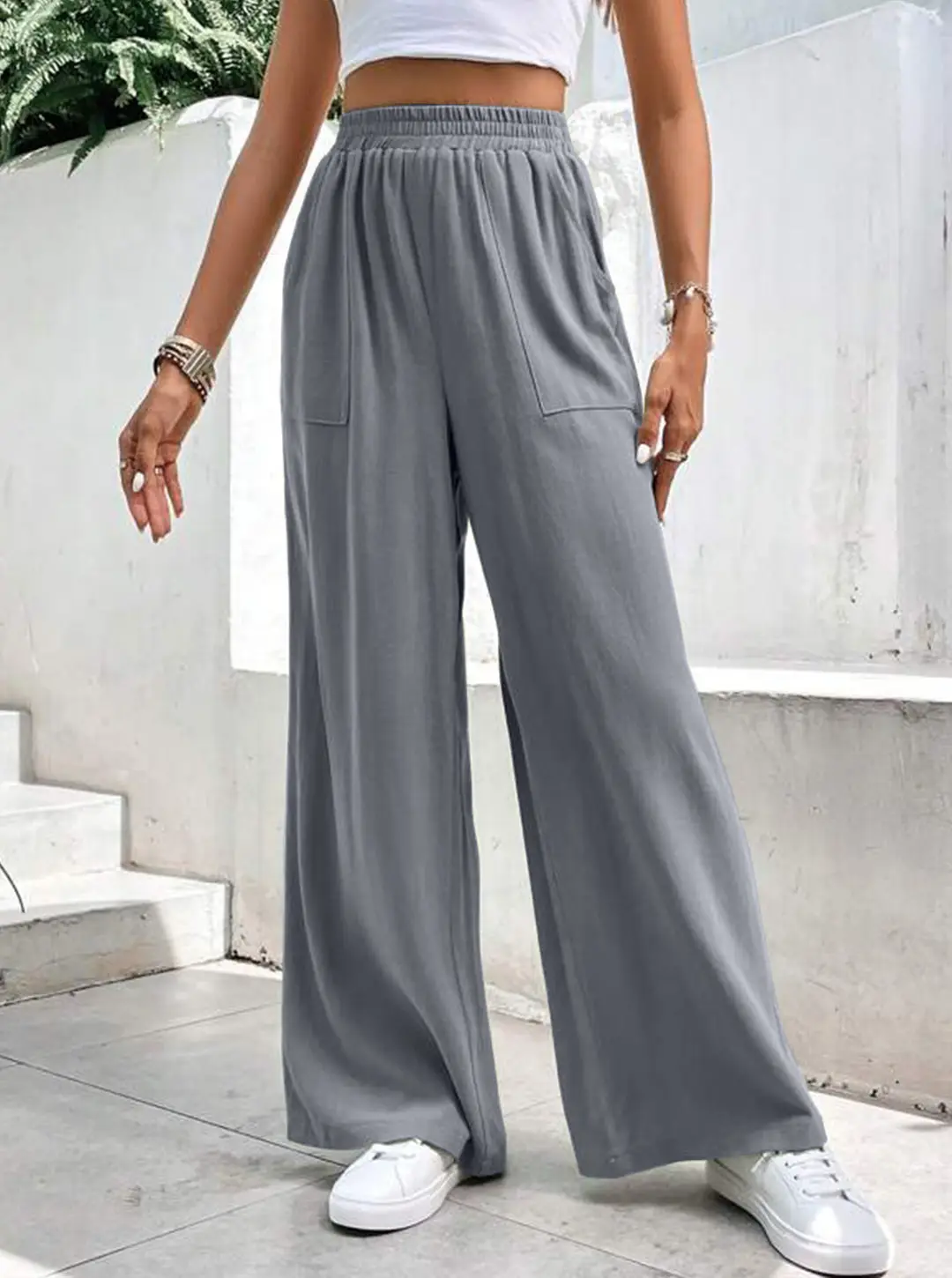 Women Loose Casual Pants Dark Blue New 2025