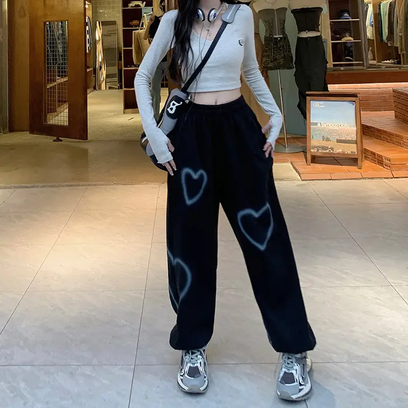 Women High Waist Slimming Ankle-Tied Sports Pants Black Summer