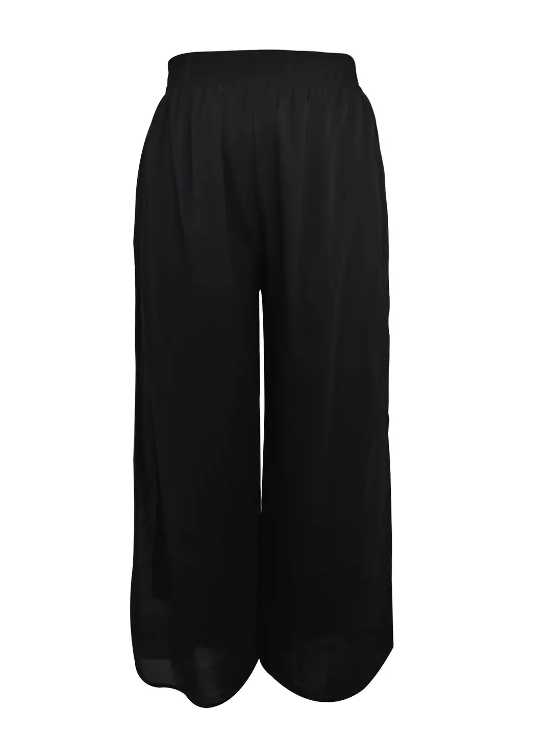 Women Chiffon Wide Leg Pants Black Loose Summer Casual