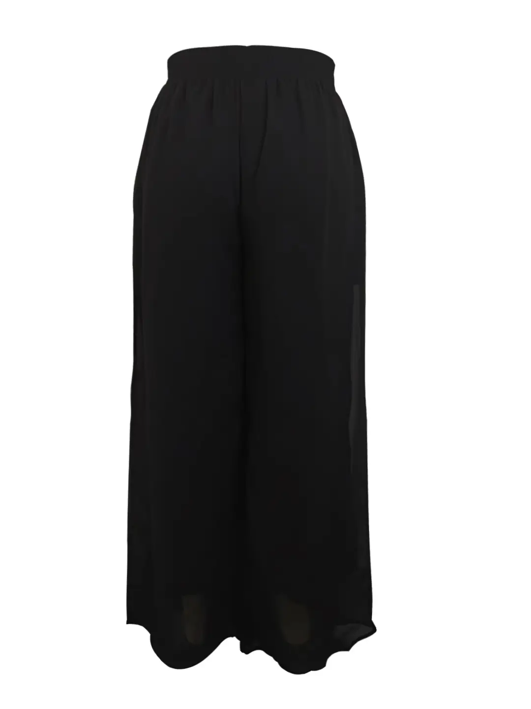 Women Chiffon Wide Leg Pants Black Loose Summer Casual