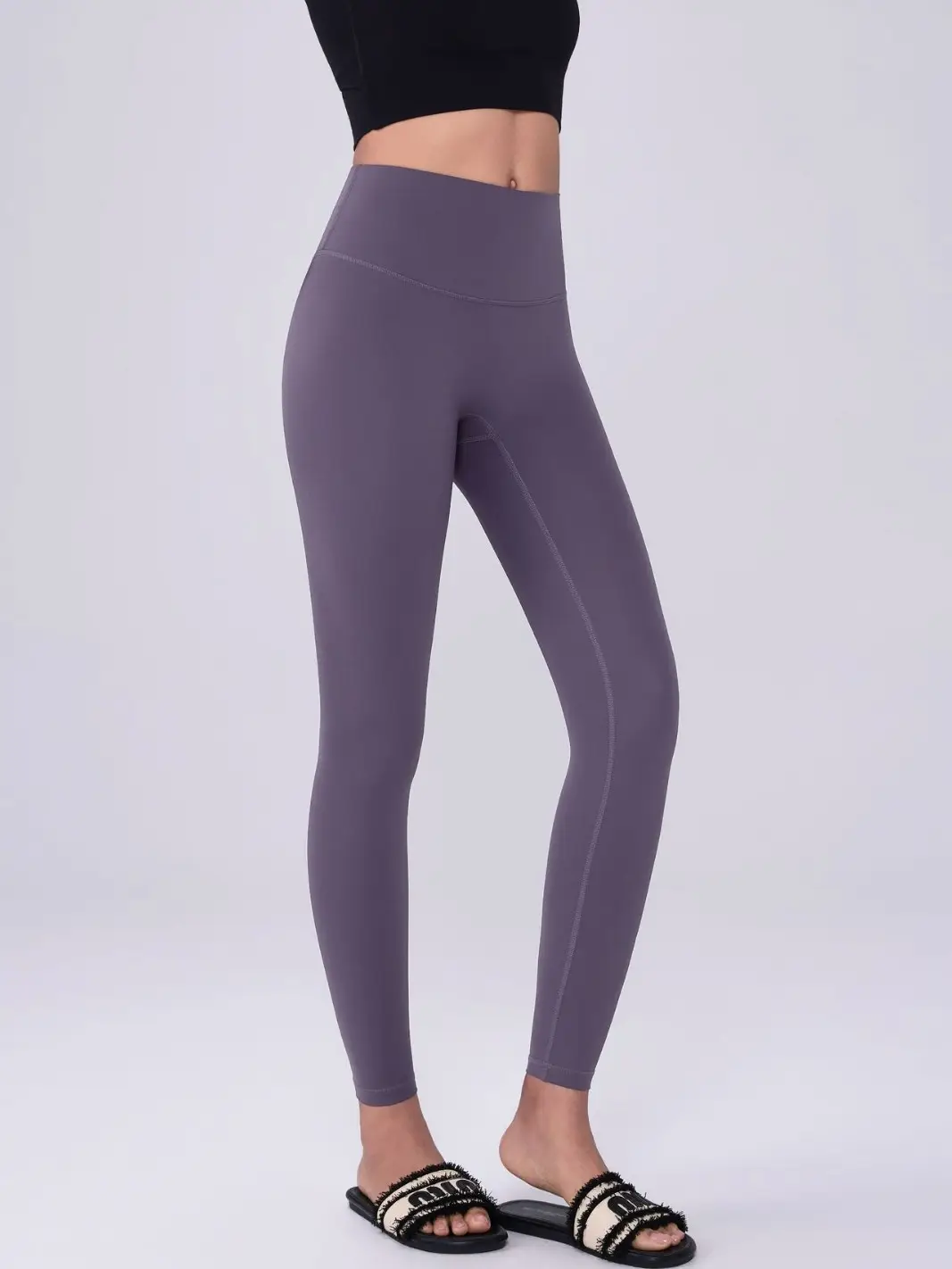 High Waist Plus Size Yoga Pants Purple Slimming Elastic