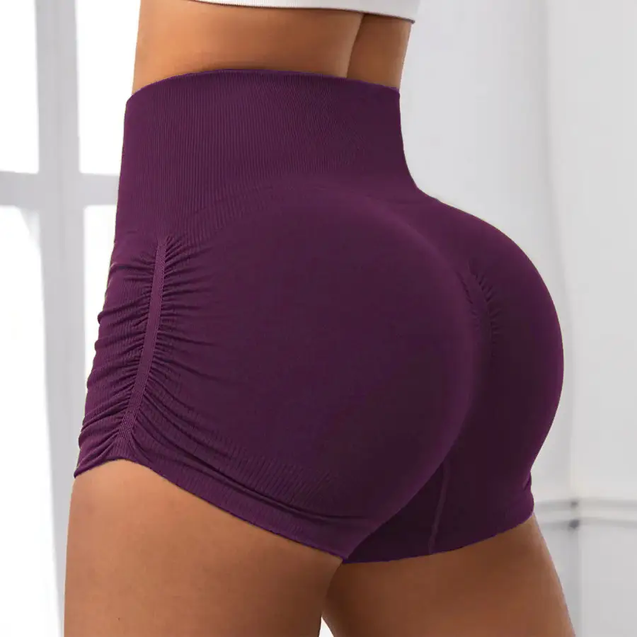 Women High-Waist Butt-Lifting Shorts Black Slim Fit Summer Sports