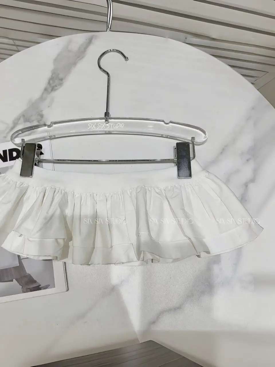 Women White Ruffled Stacked Waist Skirt Summer