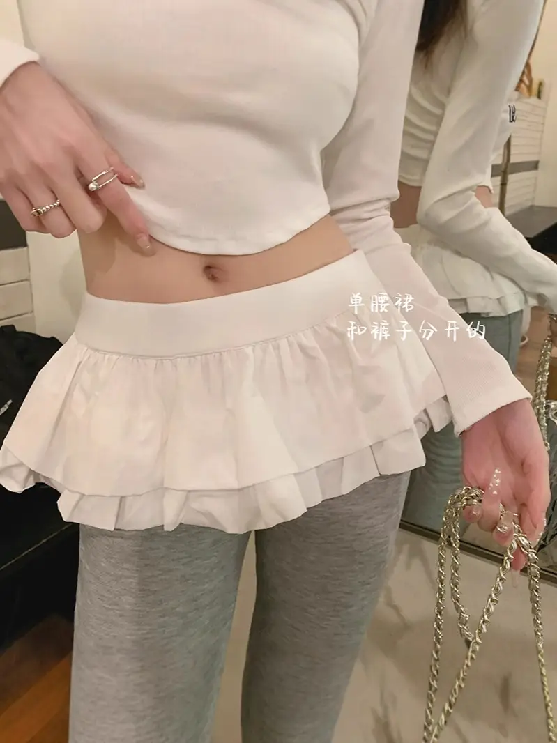 Women White Ruffled Stacked Waist Skirt Summer