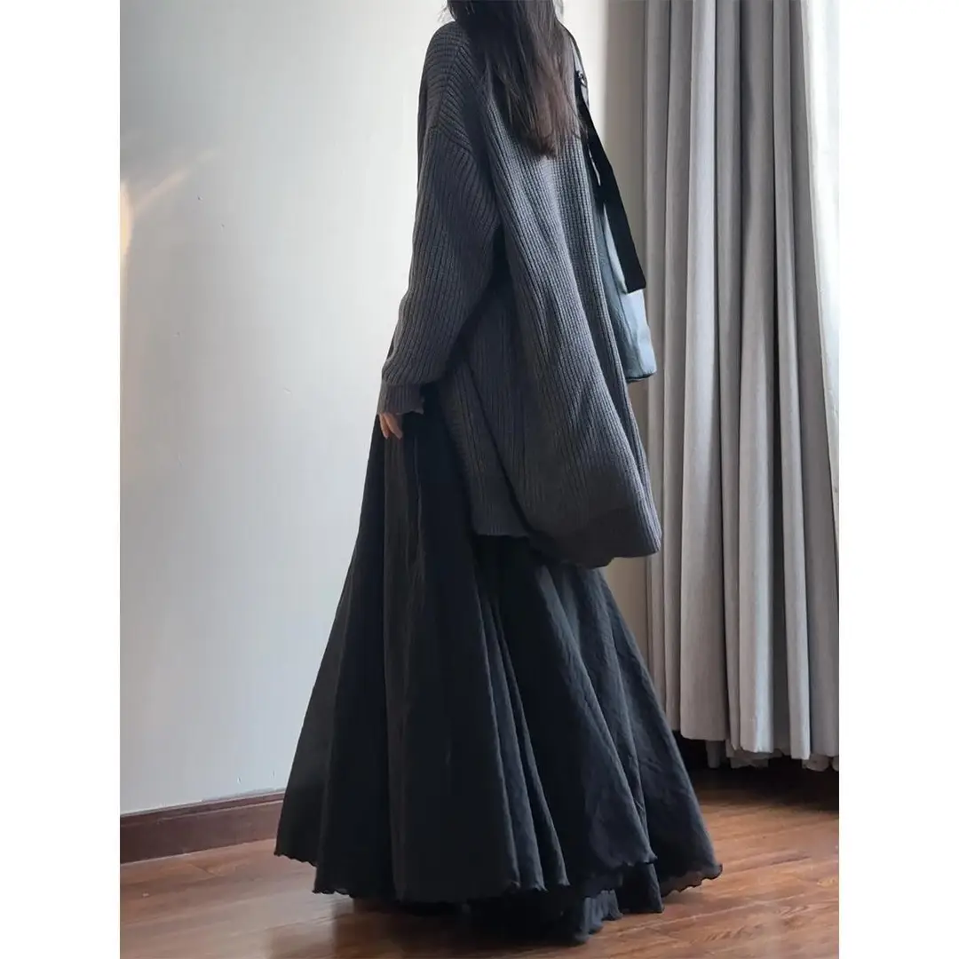 Black Slim Fit Long Skirt for Women