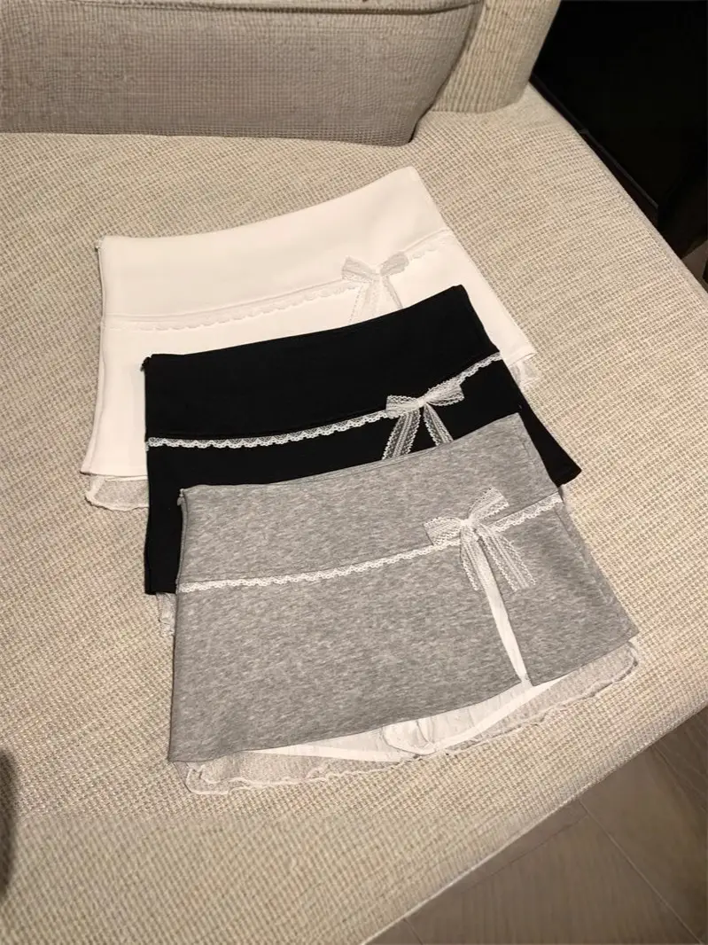 Black Bow Lace Miniskirt Summer 2025 Anti-Exposure