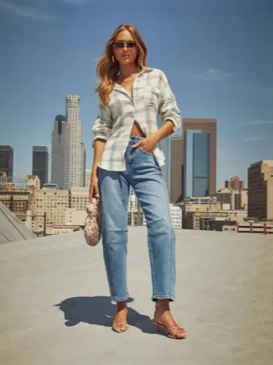 Wide Leg Jeans Light Blue Denim Loose Fit Pakistan