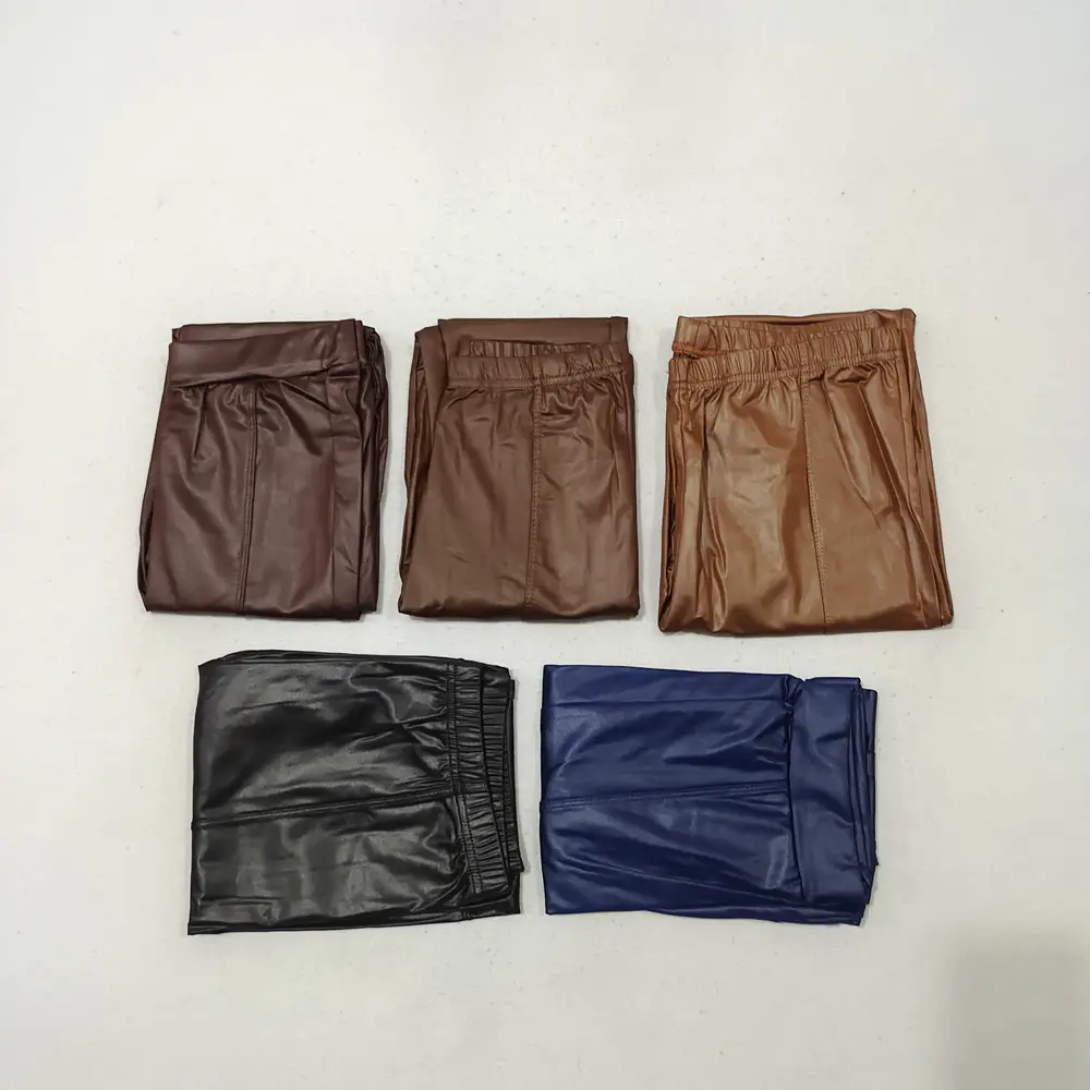 Women's Stretch Imitation Leather Leggings Navy Blue