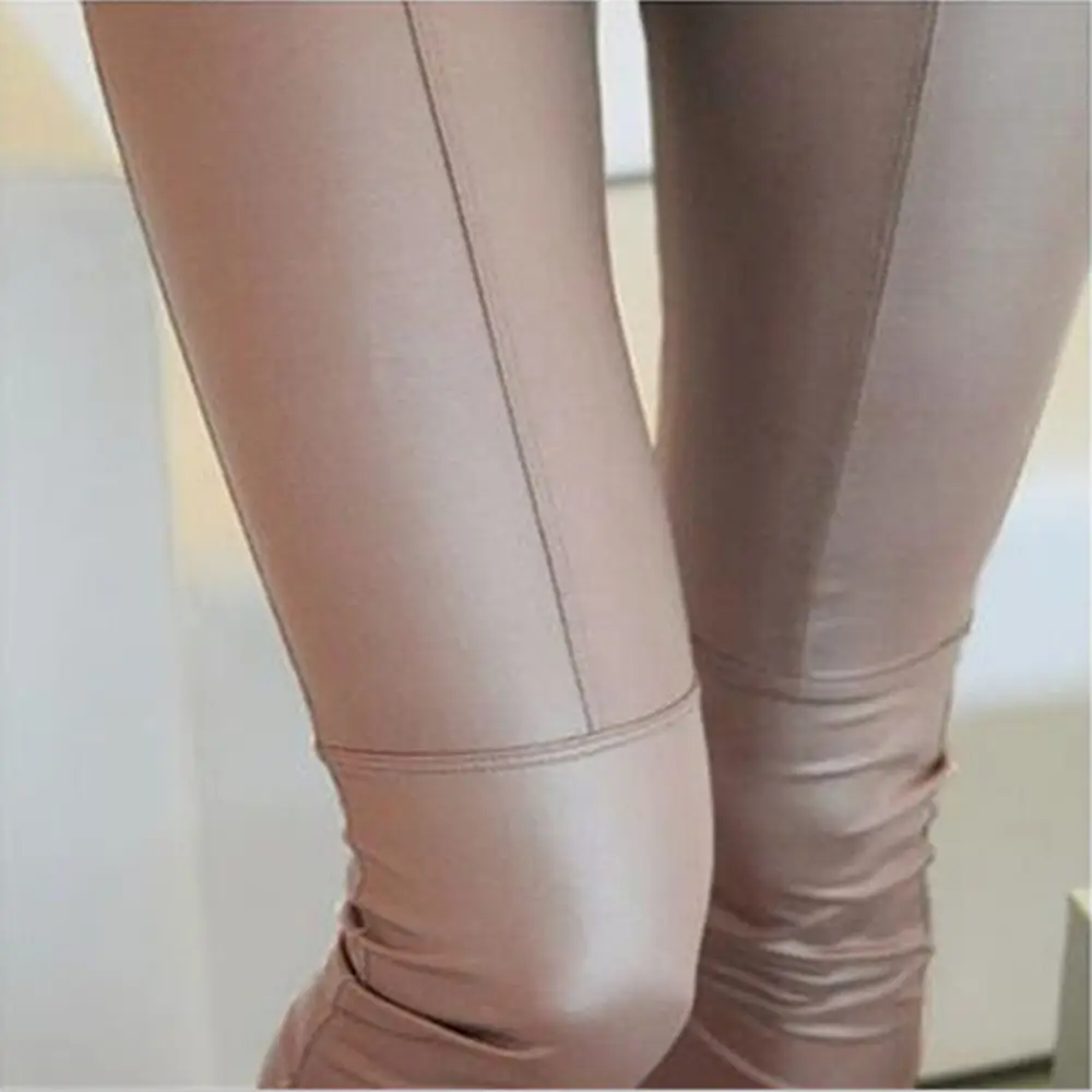 Women's Stretch Imitation Leather Leggings Navy Blue