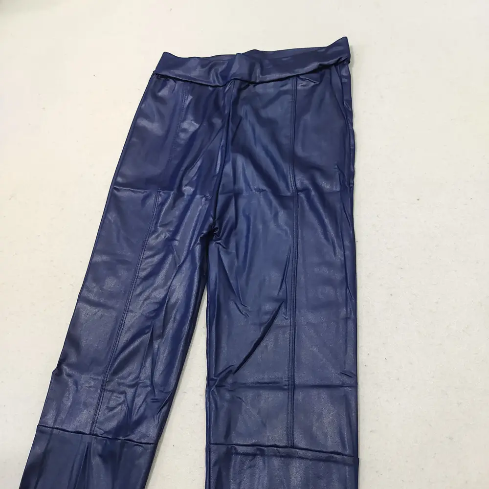 Women's Stretch Imitation Leather Leggings Navy Blue