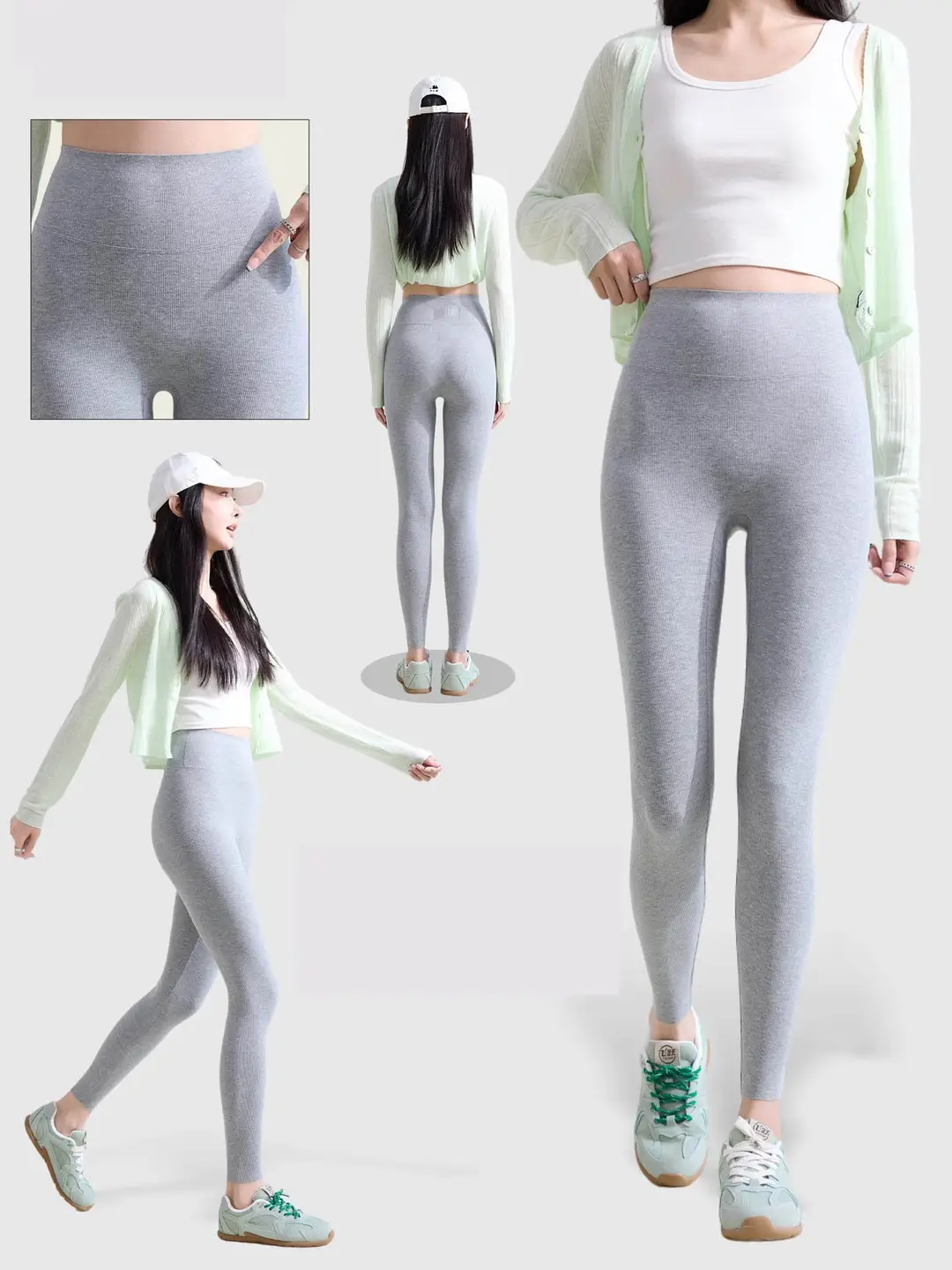 Women High Waist Yoga Leggings Black Cotton Elastic Autumn