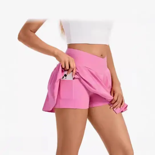 Women High Waist Pink Sports Skirt Shorts