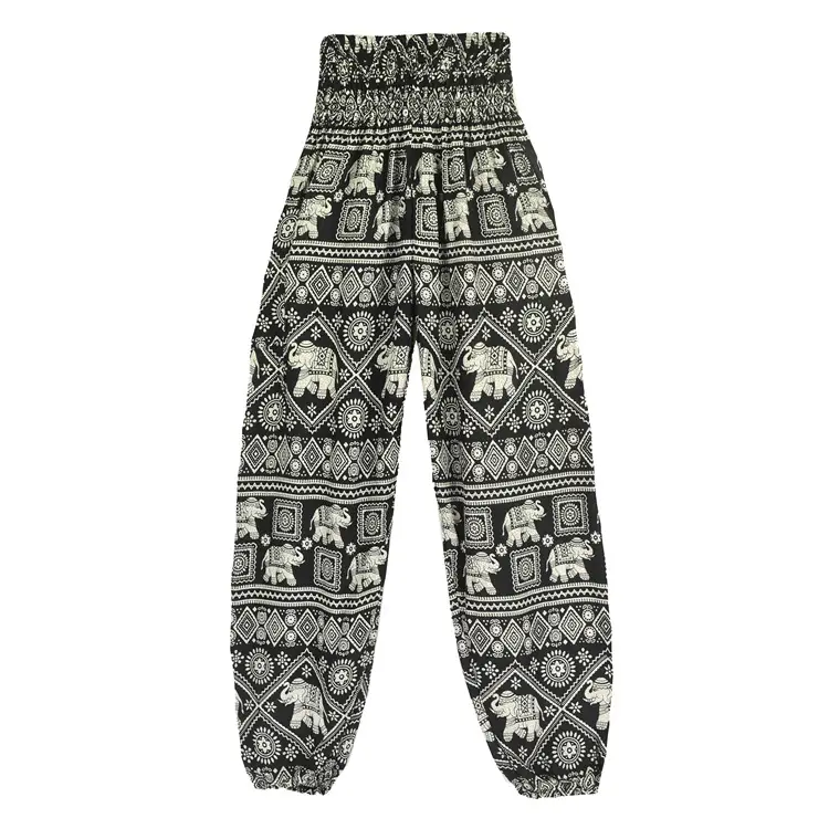 Women Elephant Print Yoga Pants High Waist Black Casual Wear