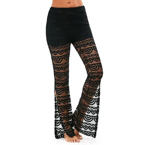 Women Lace Stitched Loose Summer Pants White