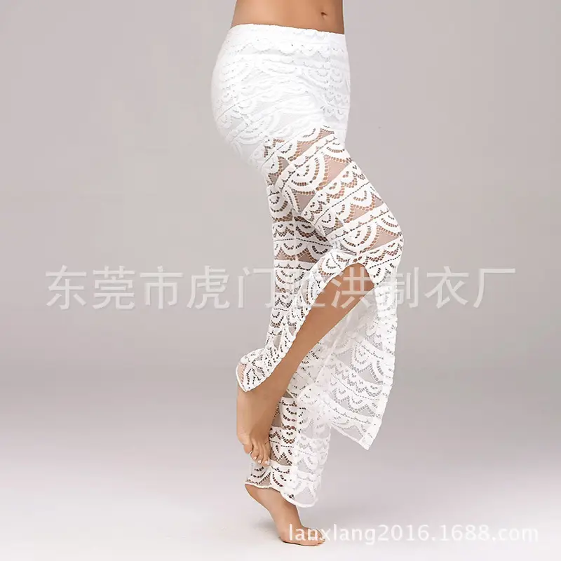 Women Lace Stitched Loose Summer Pants White