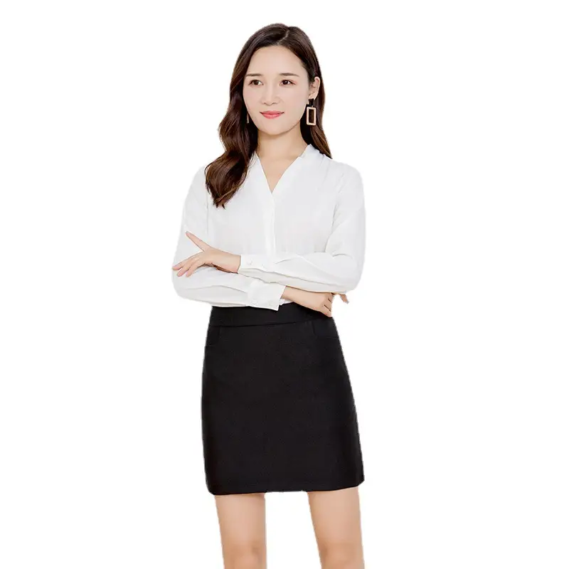Women Black High Waist Anti-Slip Skirt with Pocket