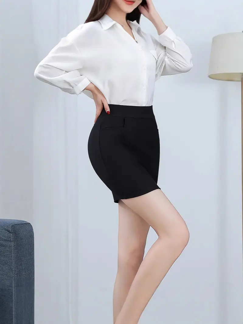 Black High Waist Slim Office Skirt Spring Autumn