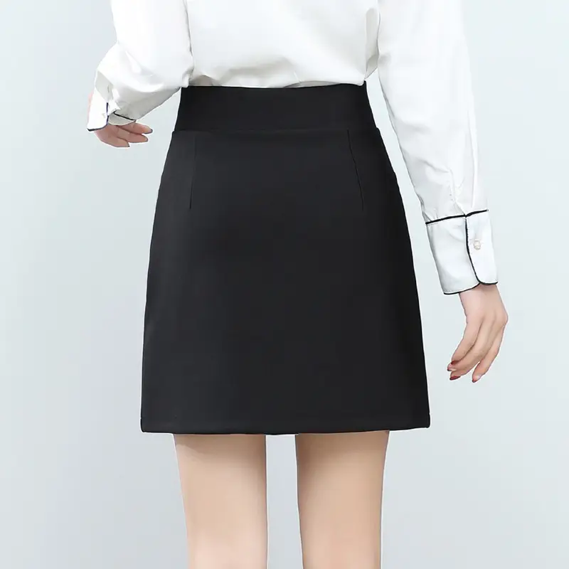 Women Black High Waist A-Line Short Skirt Plus Size