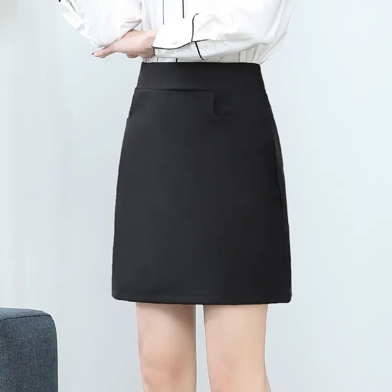 Women Black High Waist A-Line Short Skirt Plus Size