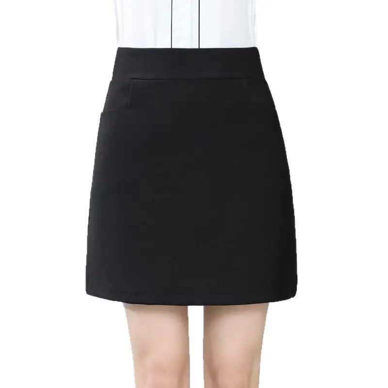Women Black High Waist A-Line Short Skirt Plus Size