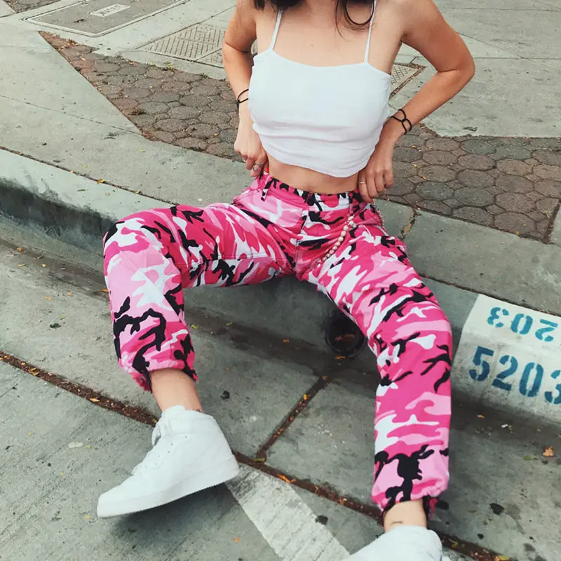 Purple Camo Denim Harem Pants Women Casual