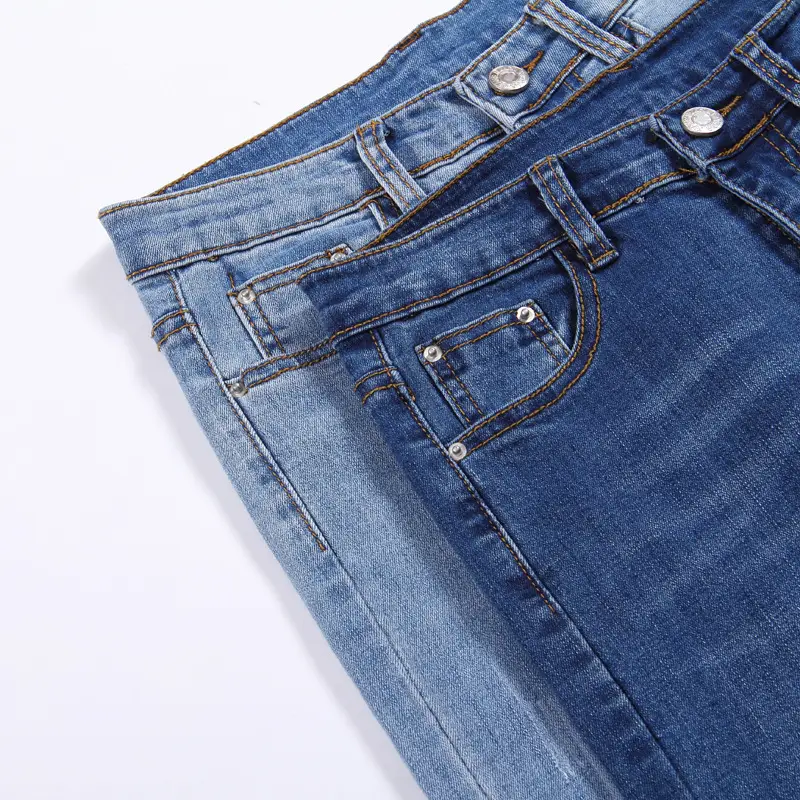 Women High Waist Slim Jeans Dark Blue Spring 2023