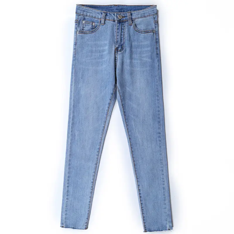 Women High Waist Slim Jeans Dark Blue Spring 2023