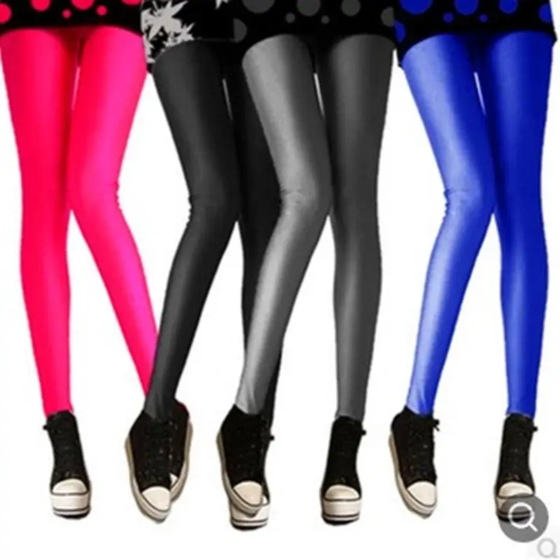 Women Fluorescent Slim Fit Leggings Orange Red Plus Size Spring