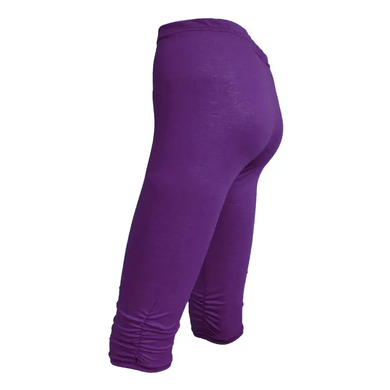 Women Slim Fit Pleated Capri Leggings Summer Cotton Multi Color