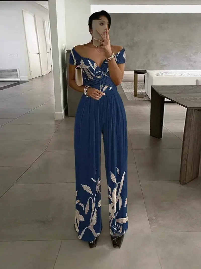 Off-Shoulder Floral Jumpsuit for Women Pakistan Summer Wear