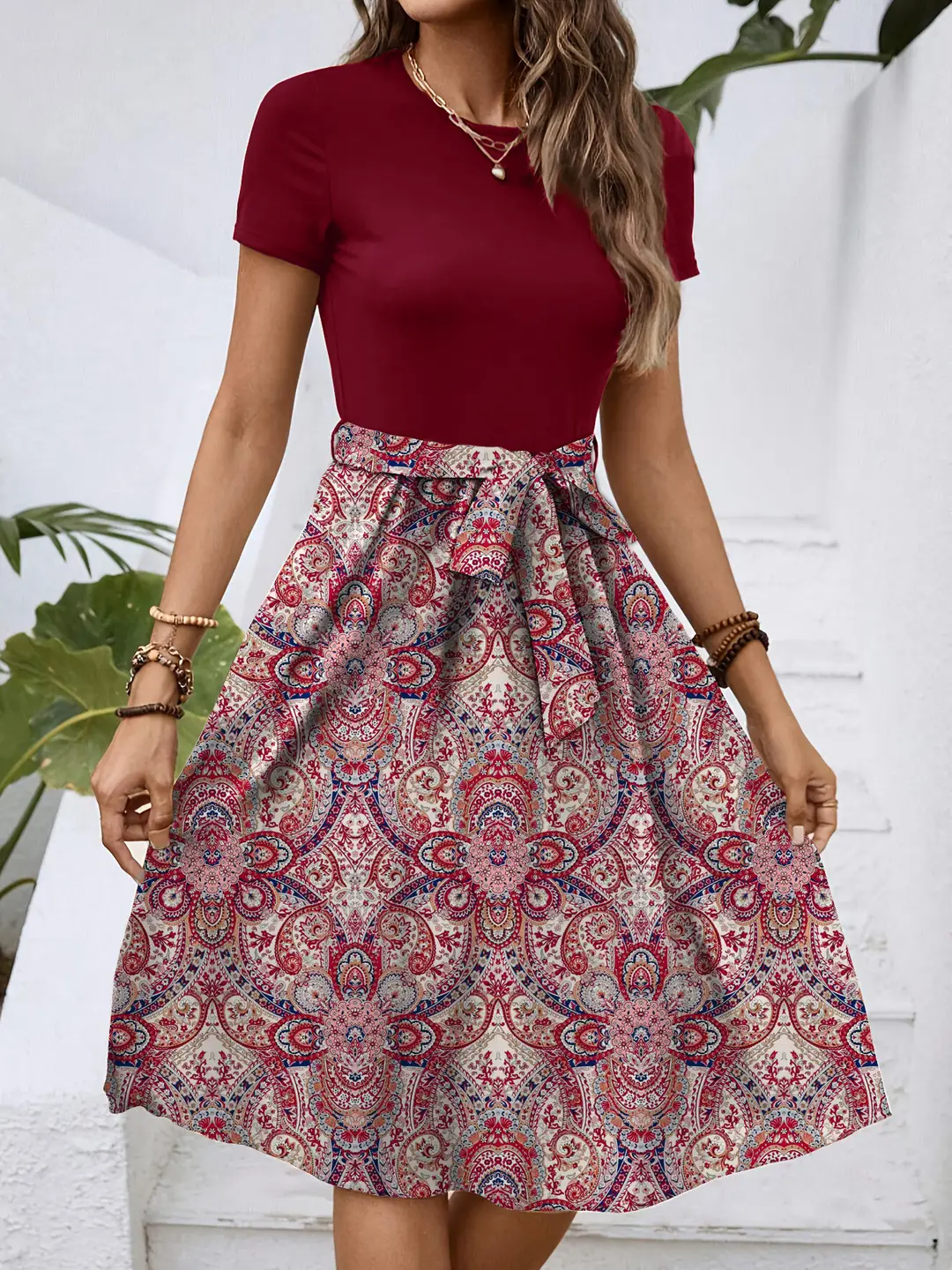 Paisley Paisleon Jumpsuit Red Blue White High Waist