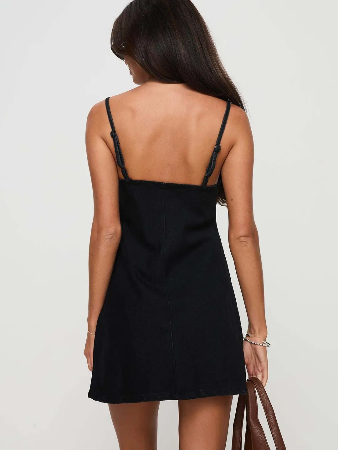 Denim A-Light Dress Blue Black Adjustable Straps