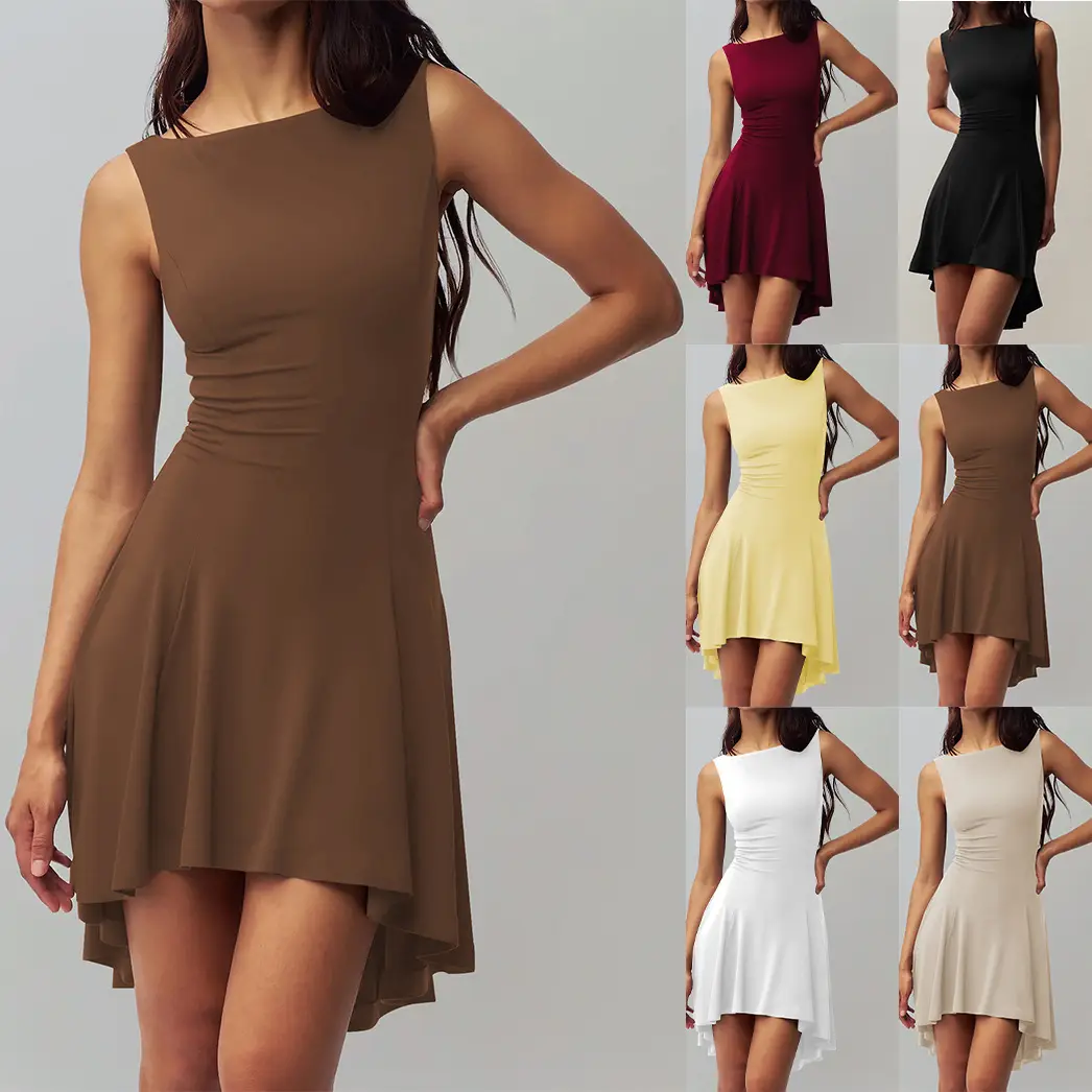 Sleeveless One-Shoulder Dress for Women Multi Color