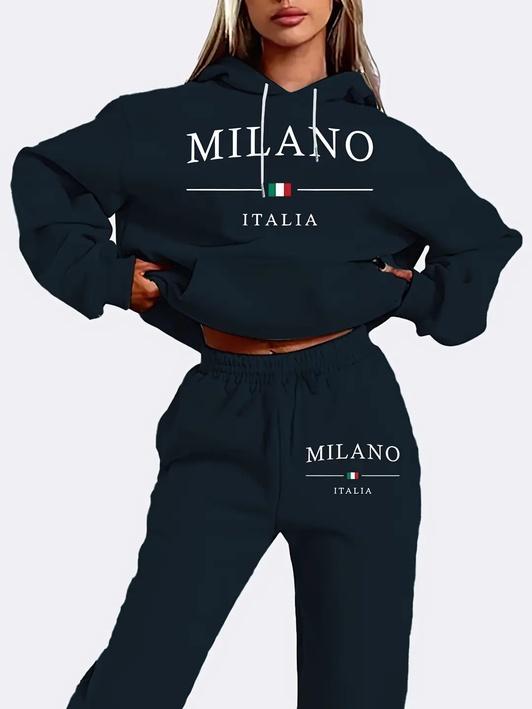 Blue Milano Italia Hoodie & Joggers Set for Women