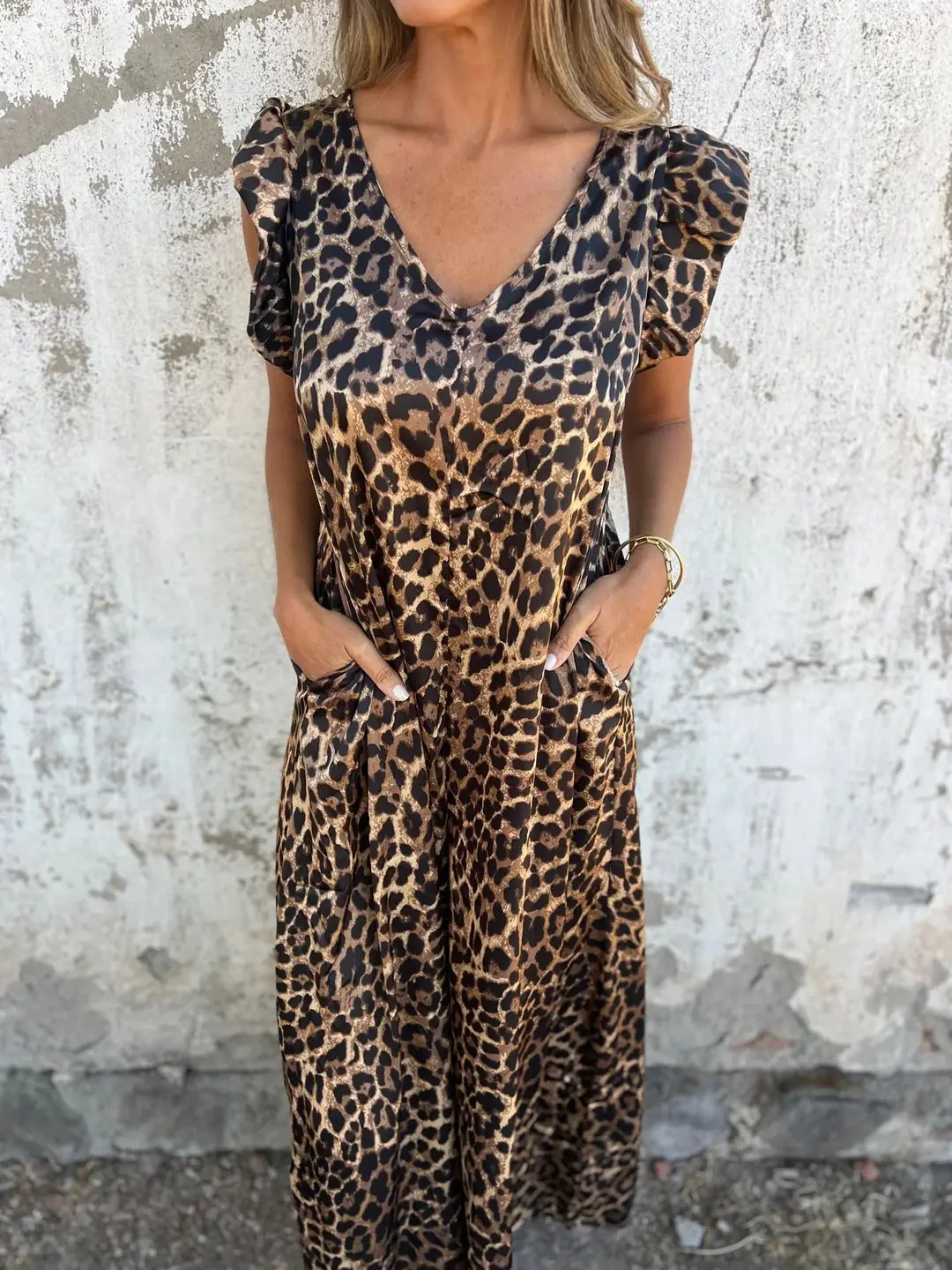Leopard Print Wide Leg Jumpsuit for Women
