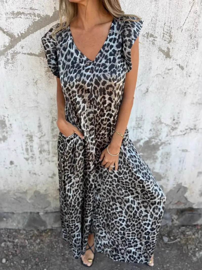 Leopard Print Wide Leg Jumpsuit for Women