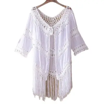 Black Fringed Cover-Up for Women Summer Wear