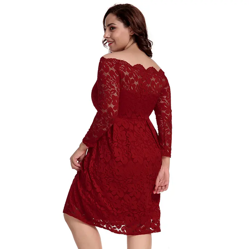 Black Lace Off-Shoulder Dress for Plus Size Women