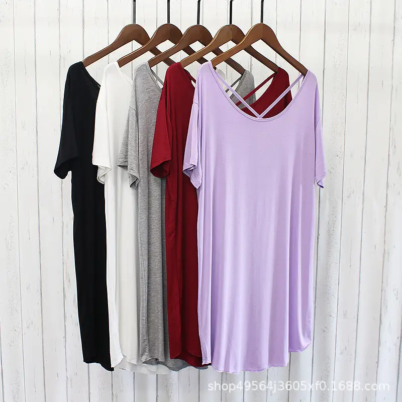 Backless T-Shirt Dress Set Multi Color Loose Fit