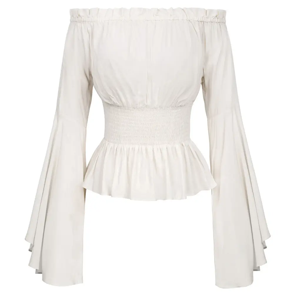 Red Off-Shoulder Flared Sleeve Top for Women