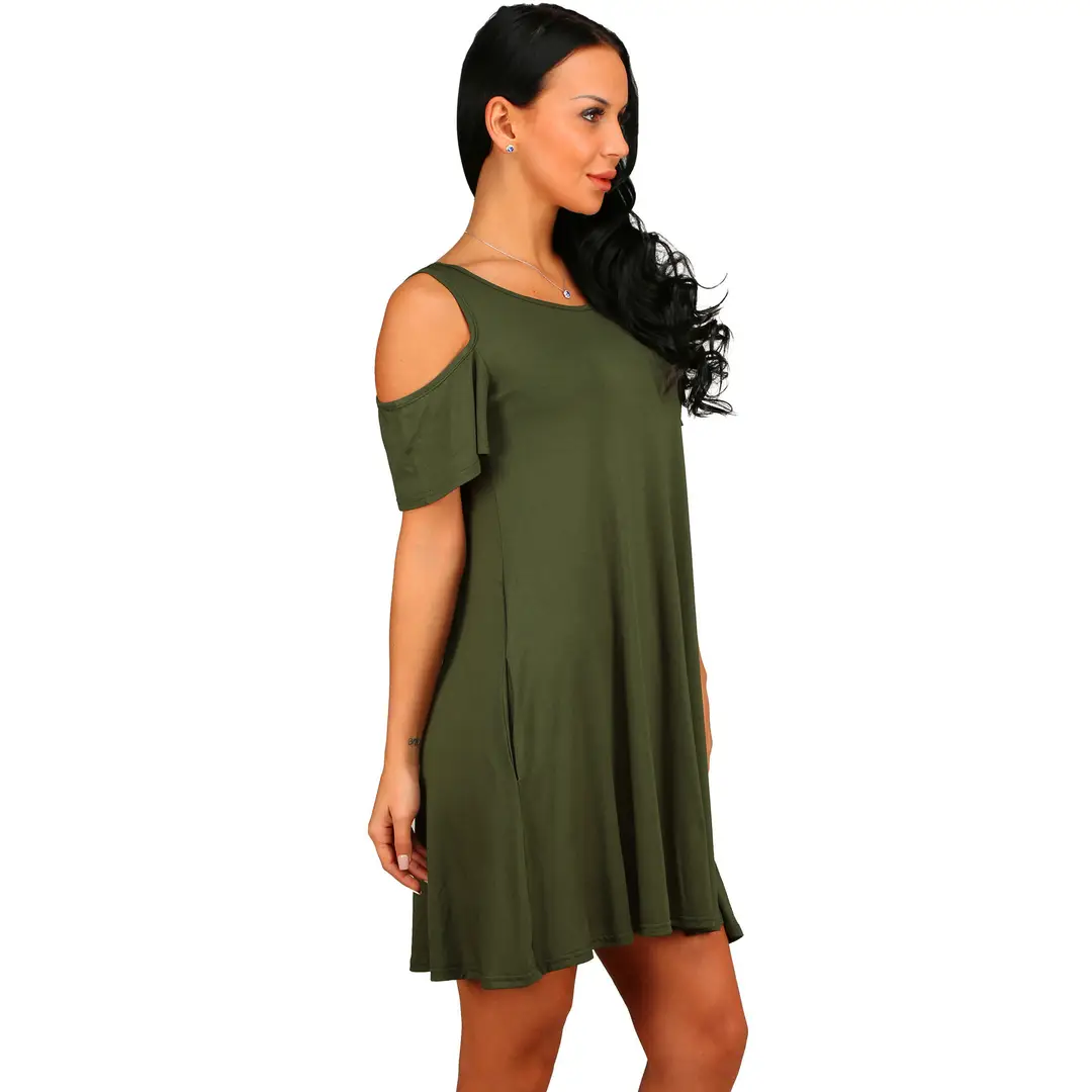 Black Cold-Shoulder Dress for Women, Flared A-Line, Machine Washable, Premium Quality Fabric, New Arrival, Best Price in Pakistan