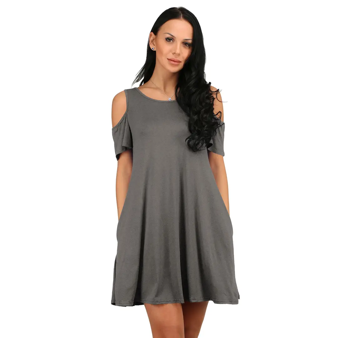 Black Cold-Shoulder Dress for Women, Flared A-Line, Machine Washable, Premium Quality Fabric, New Arrival, Best Price in Pakistan